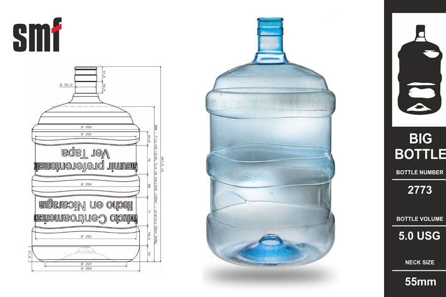 Big plastic bottle No. 2773, volume 5.0 USG