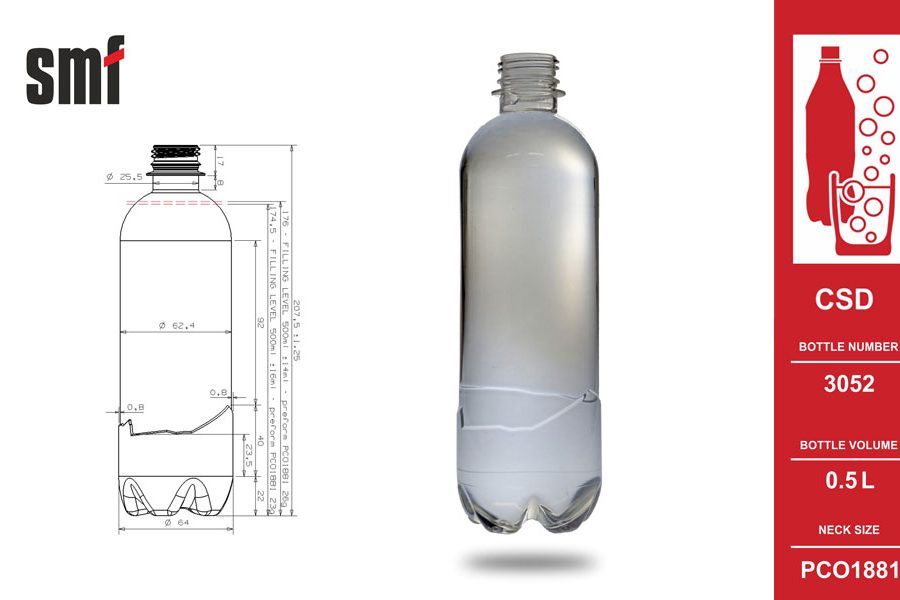 Carbonated Drink Bottle No. 3052, volume 0.5l