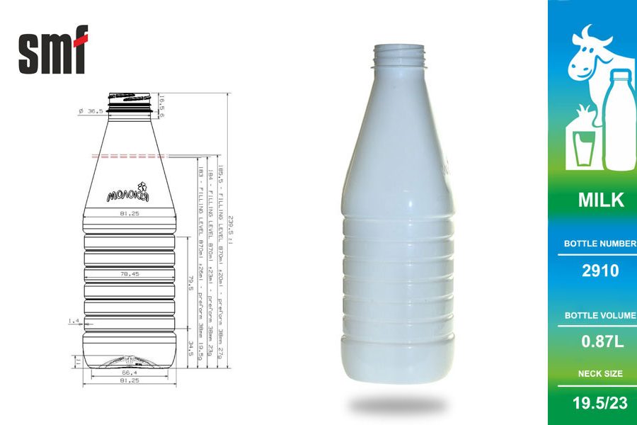 Milk bottle No. 2910, volume 0.87l