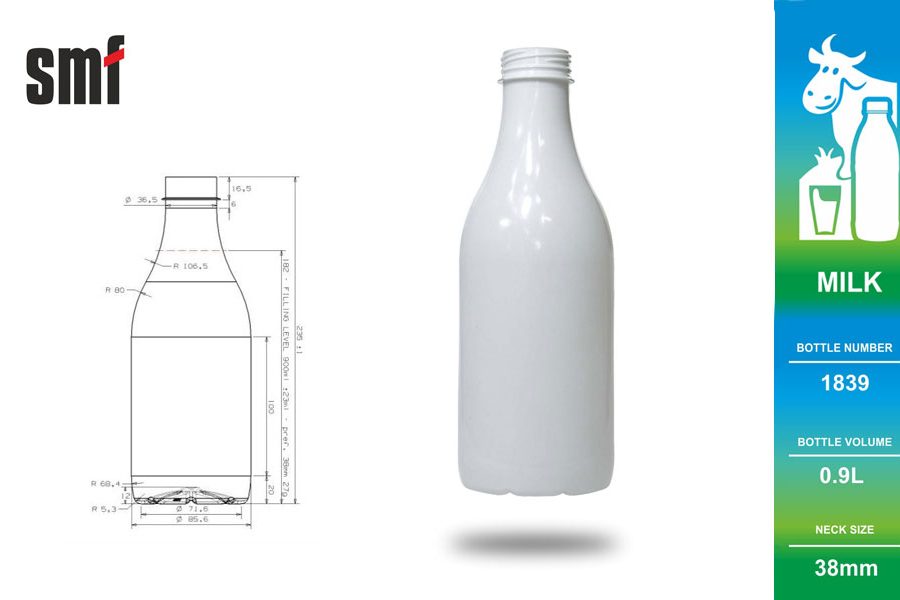 Milk bottle No. 1839, volume 0.9l