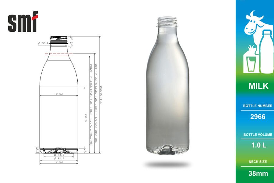 Milk bottle No. 2966, volume 1.0l