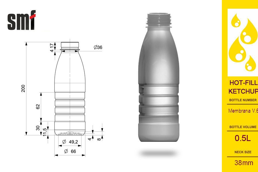 HOT FILL Bottle Ketchup No. Membrana V.6, volume 0.5l