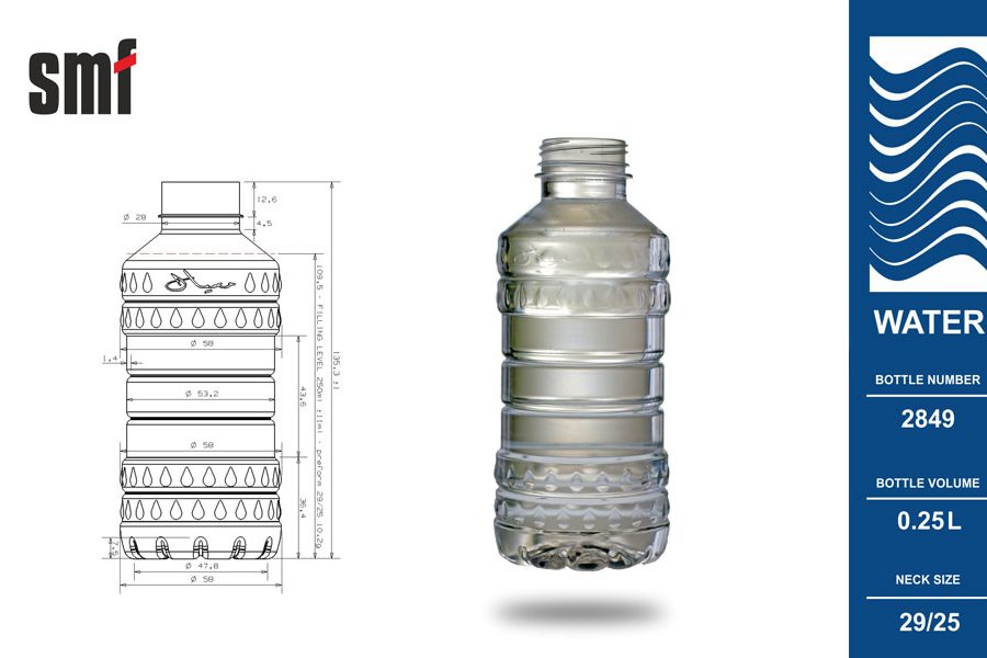 Water bottle No. 2849, volume 0.25l